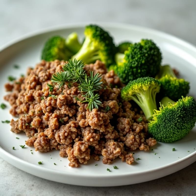 Herb-Seasoned Lean Ground Beef with Roasted Broccoli