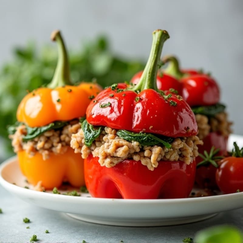 Baked Lean Ground Turkey Stuffed Bell Peppers
