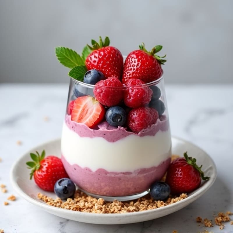 Greek Yogurt Protein Parfait with Mixed Berries