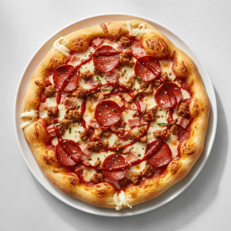 Hearty Meat Lovers Stuffed Crust Pizza