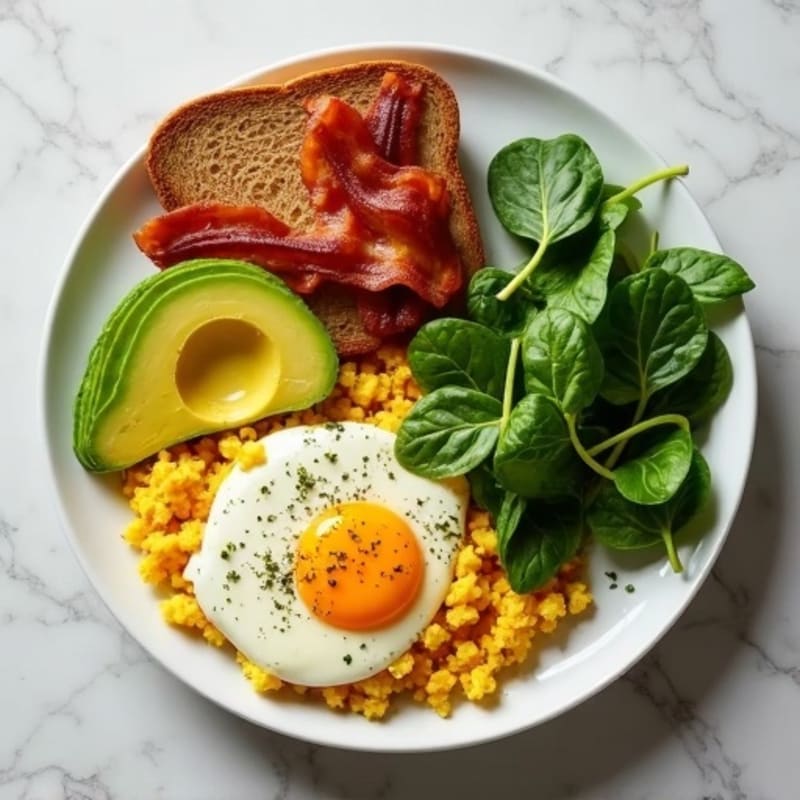 Crispy Turkey Bacon and Egg White Scramble with Spinach