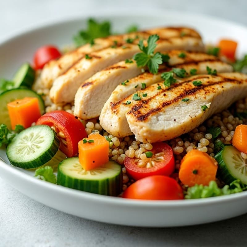 Grilled Chicken and Quinoa Salad with Crunchy Vegetables