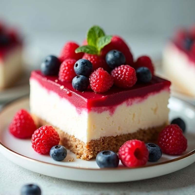 Greek Yogurt Protein Cheesecake with Mixed Berries