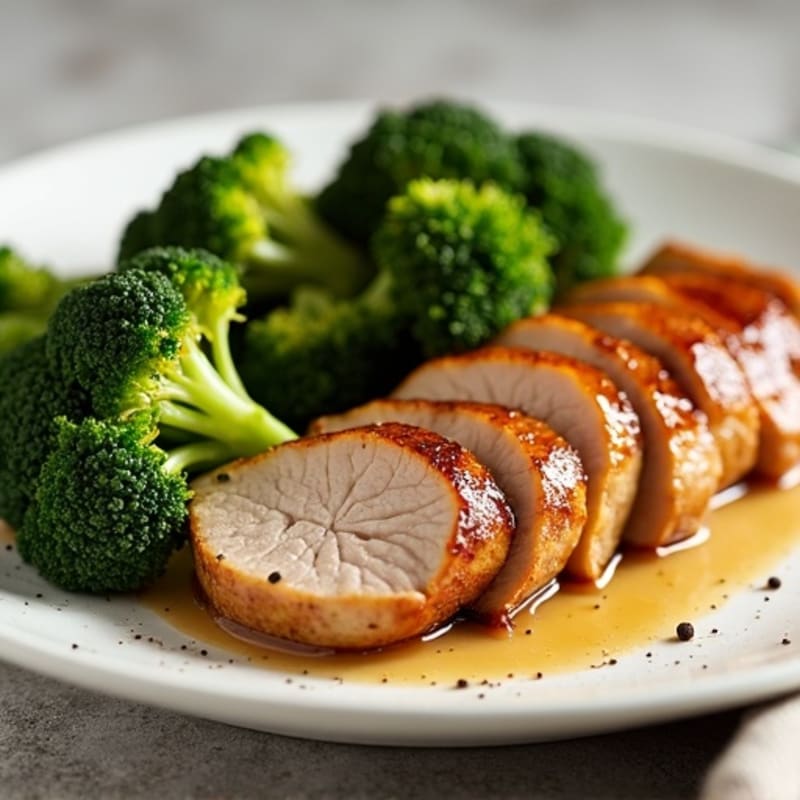 Honey-Garlic Glazed Roasted Pork Tenderloin with Crispy Broccoli