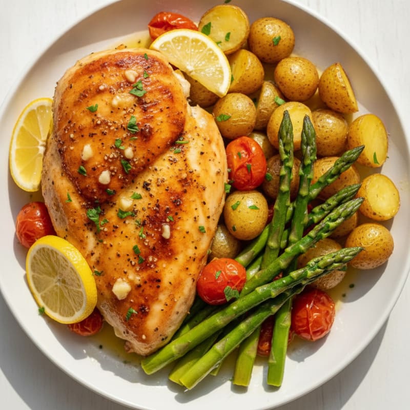 Lemon-Herb Roasted Chicken with Asparagus