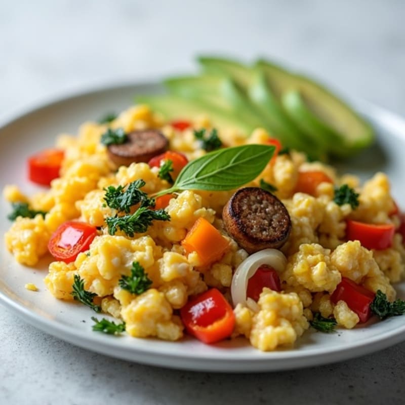 Egg White and Turkey Sausage Veggie Scramble