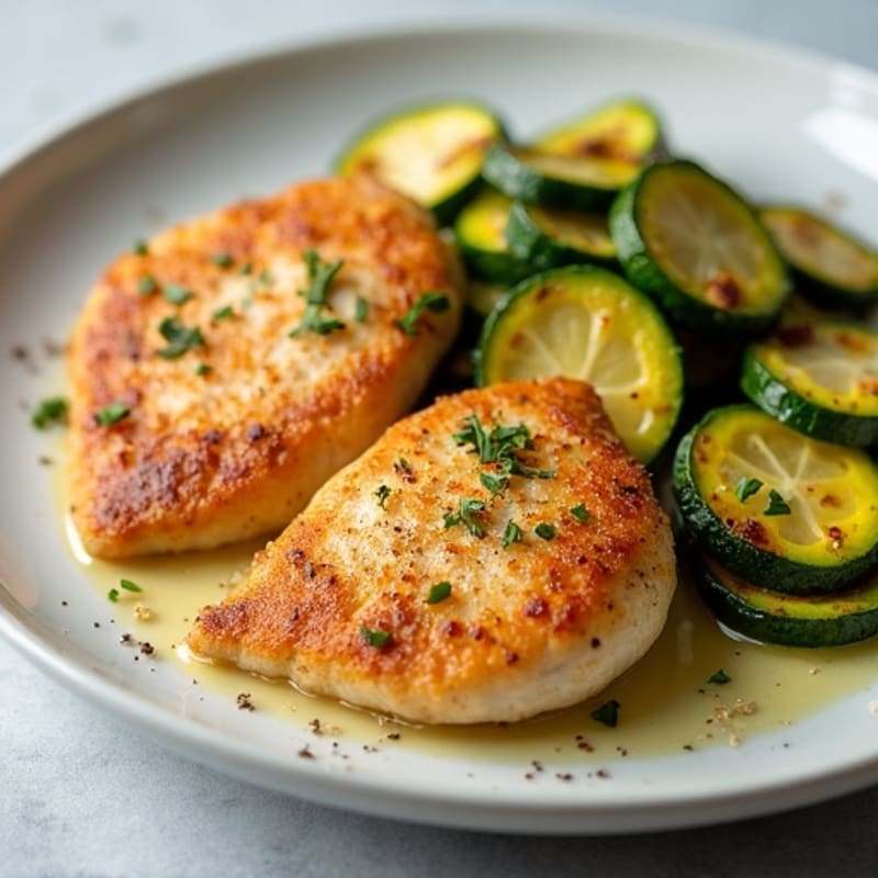 Seared Turkey Cutlets with Roasted Zucchini