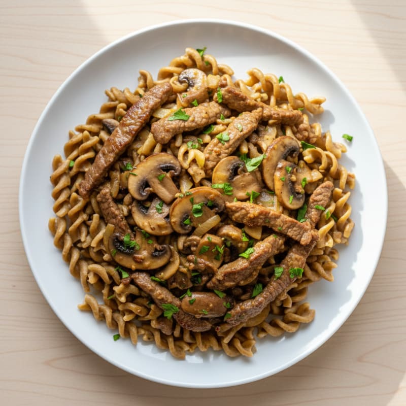 Creamy Tender Beef Stroganoff with Mushrooms