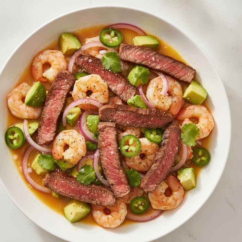 Citrus Marinated Steak and Shrimp Ceviche