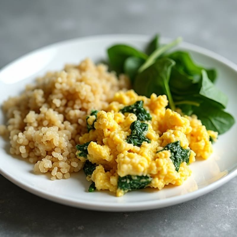 Egg White and Cottage Cheese Scramble with Spinach and Quinoa