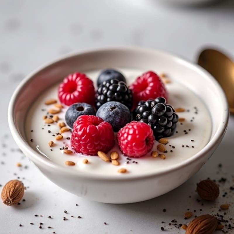 Silky Greek Yogurt Protein Pudding with Mixed Berries