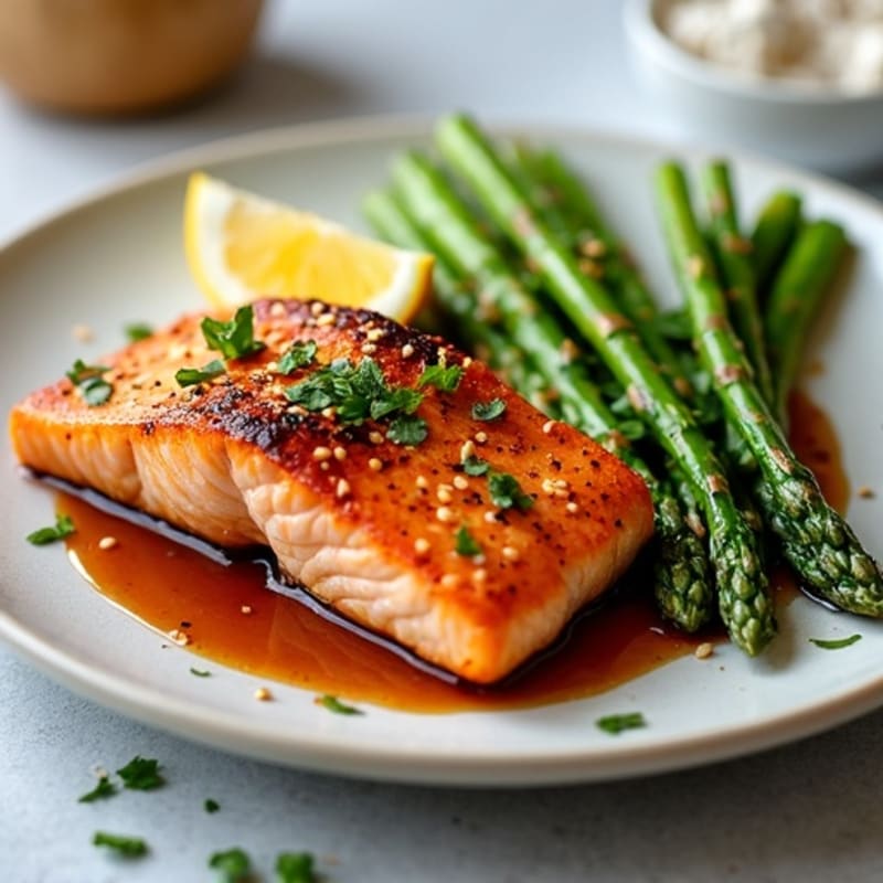 Roasted Teriyaki Salmon with Crispy Asparagus