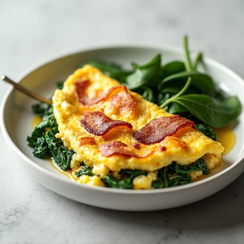 Egg White Spinach Scramble with Turkey Bacon