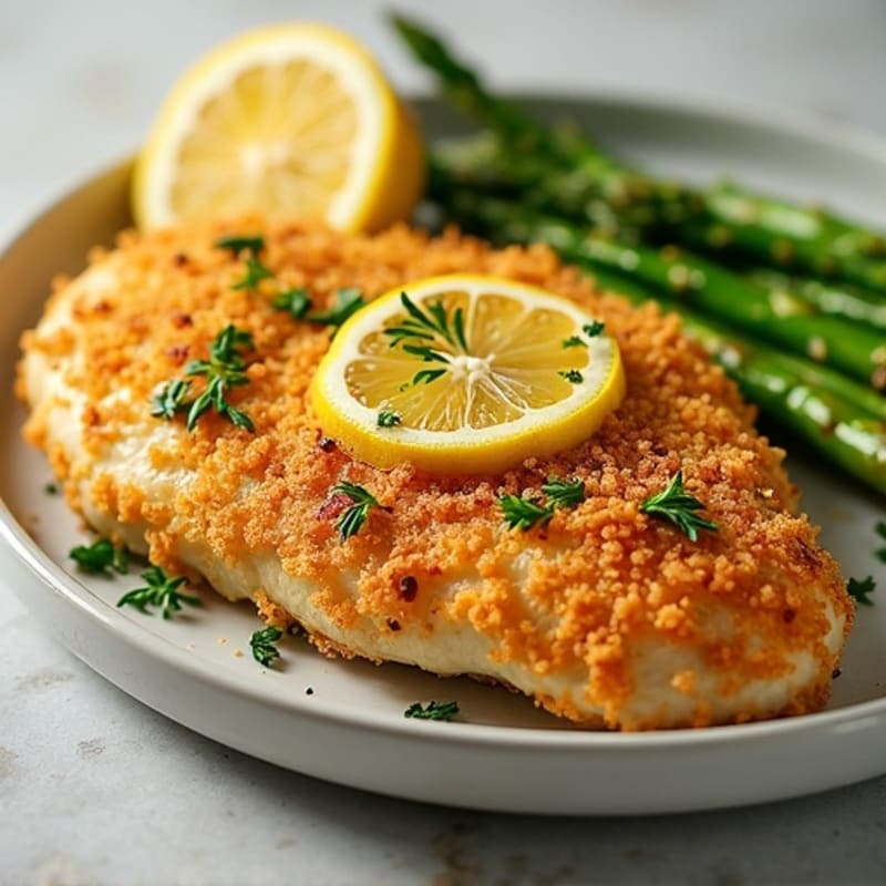 Crispy Lemon Herb Chicken with Roasted Asparagus
