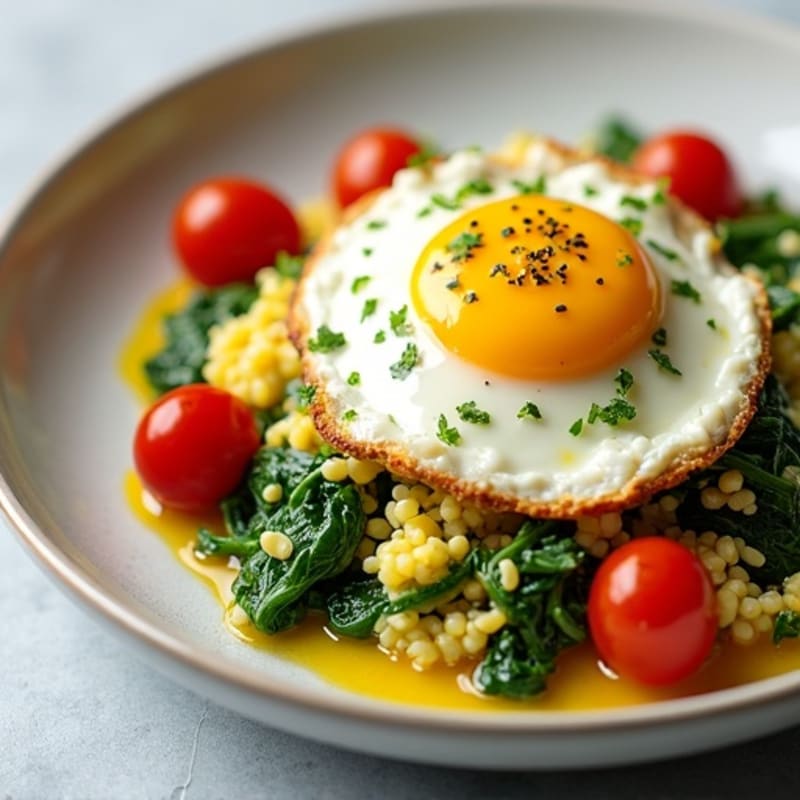 Cottage Cheese Egg White Scramble with Spinach and Cherry Tomatoes