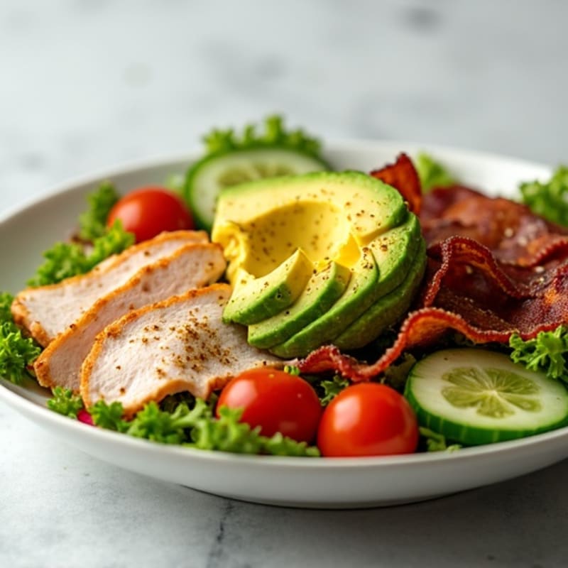 Fresh Turkey Club Salad with Crispy Bacon and Creamy Avocado