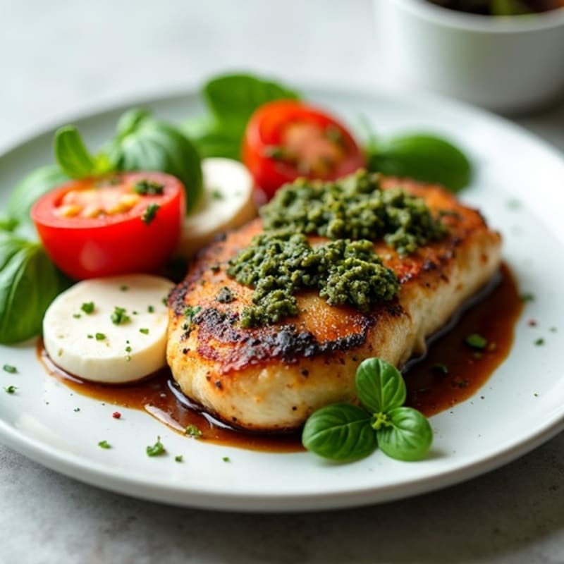 Pan-Seared Pesto Chicken with Fresh Caprese Salad