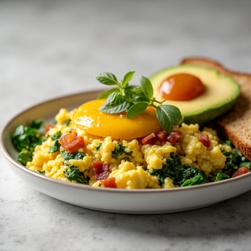 Egg White Scramble with Spinach and Turkey Bacon