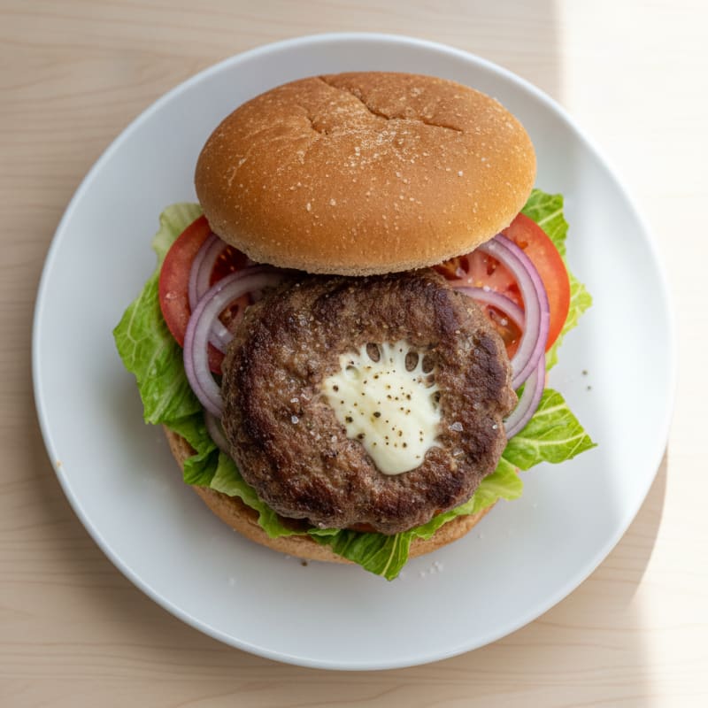 Mozzarella-Stuffed Lean Beef Burger