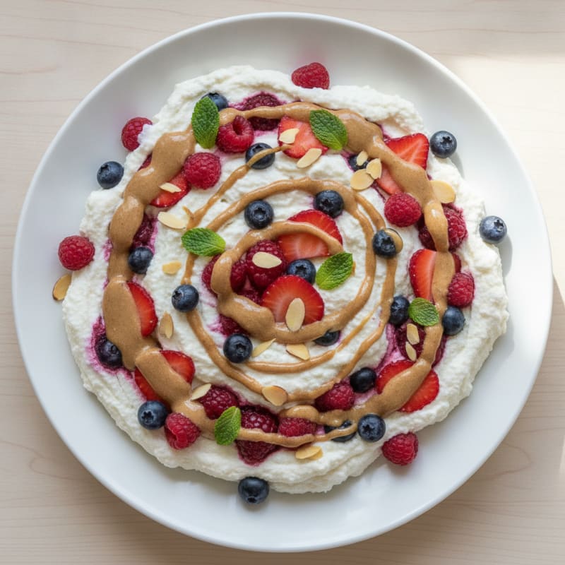 Greek Yogurt Protein Mousse with Mixed Berries