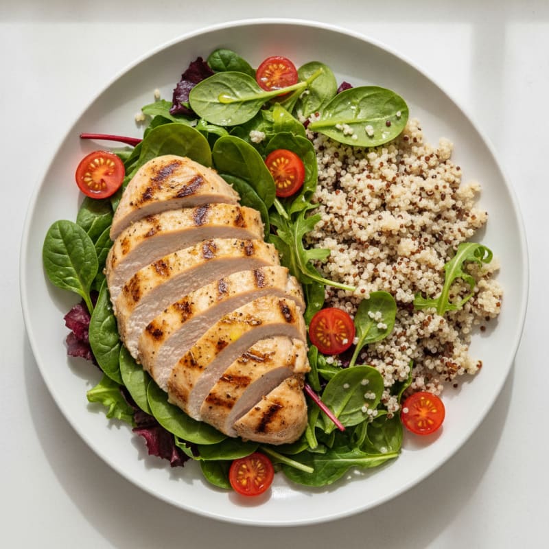 Grilled Turkey Breast with Mixed Greens and Quinoa Salad