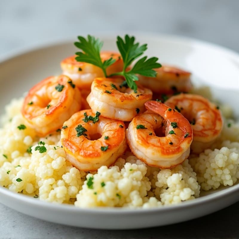 Garlic-Lemon Pan Seared Shrimp with Herb Cauliflower Rice