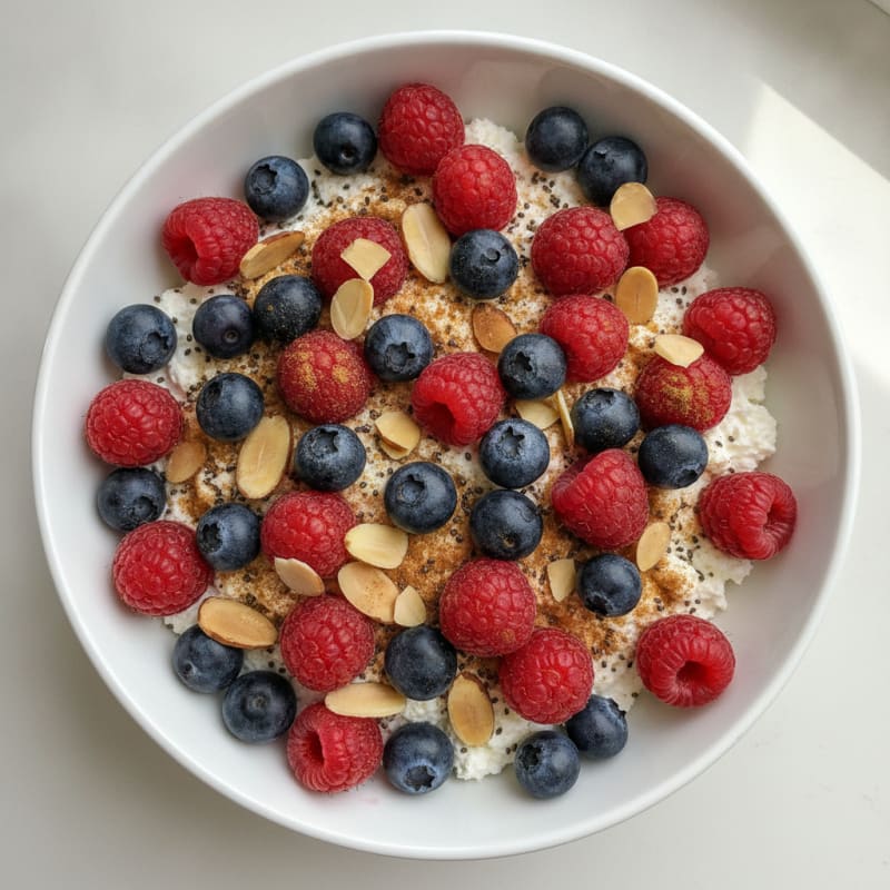 High-Protein Berry and Almond Cottage Cheese Bowl