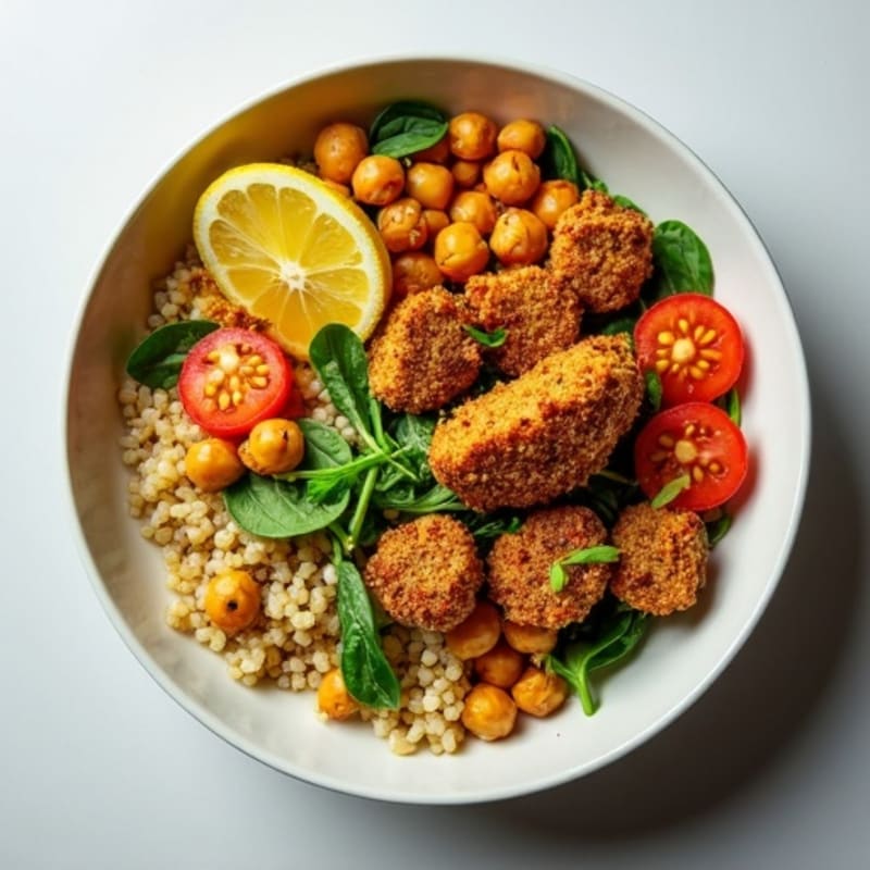 Crispy Chickpea and Quinoa Power Bowl with Lemon Tahini Dressing