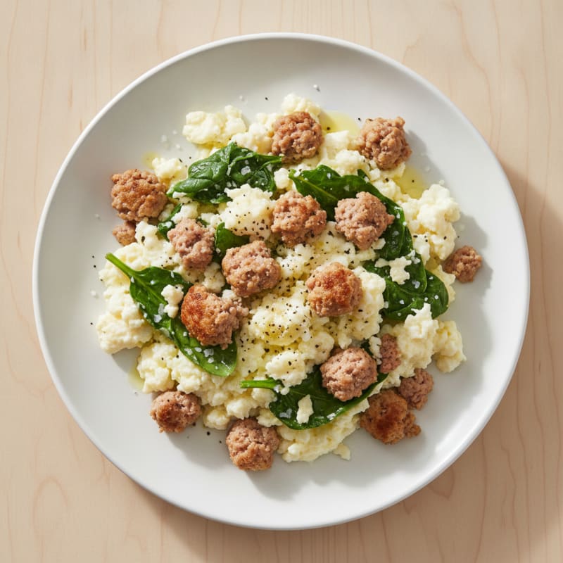 High-Protein Scrambled Eggs with Turkey Sausage