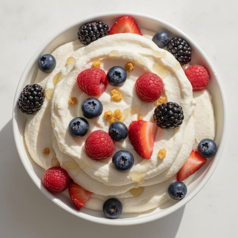 Silky High-Protein Yogurt Mousse with Mixed Berries
