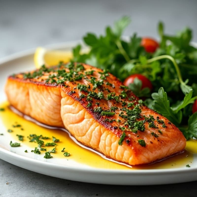 Herb-Crusted Pan Seared Salmon with Lemon