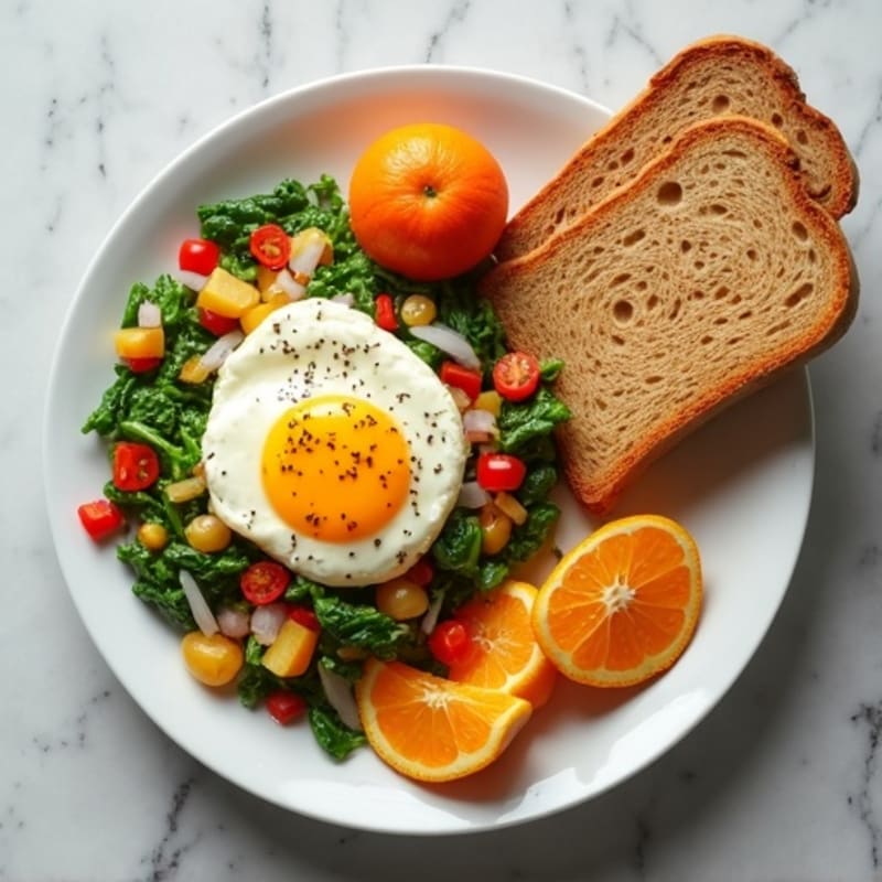 Egg White and Veggie Scramble with Toasted Bread