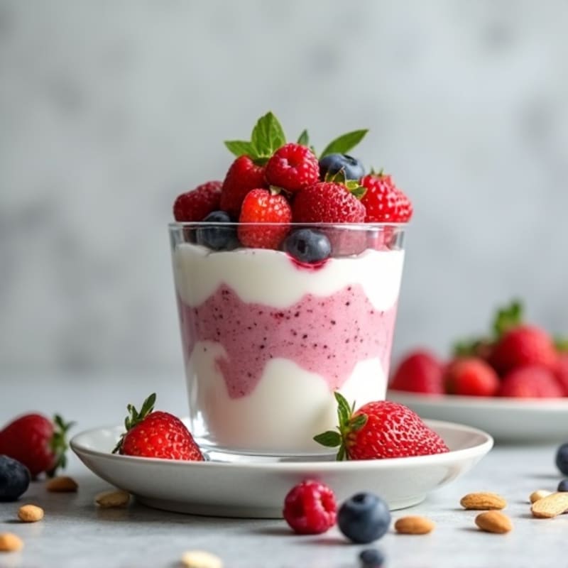 Greek Yogurt Protein Parfait with Mixed Berries and Almonds