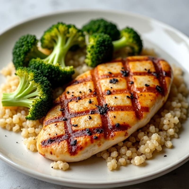 Grilled Chicken Breast with Roasted Broccoli and Quinoa