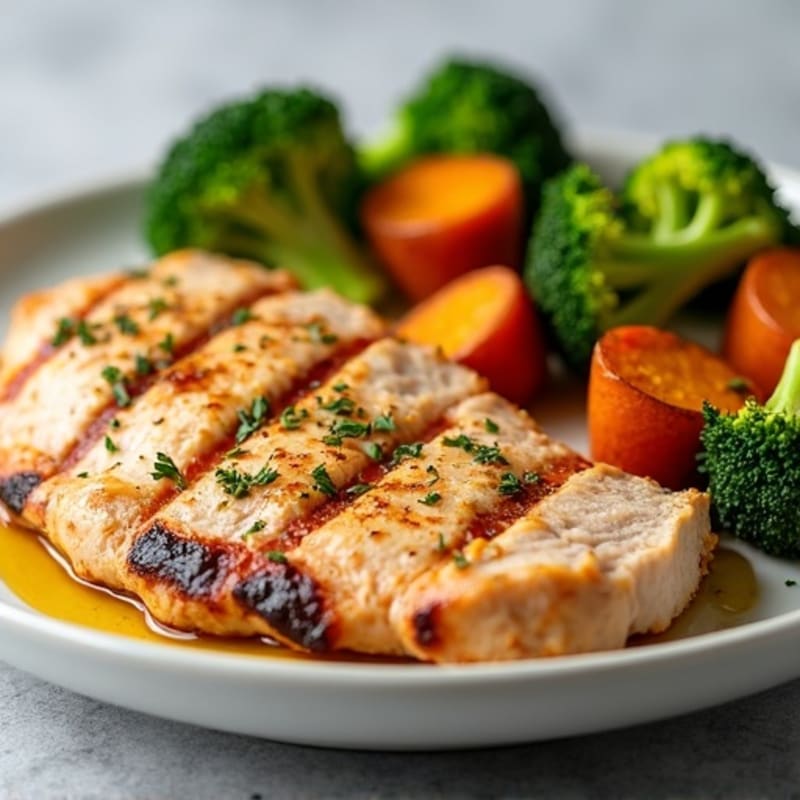 Grilled Turkey Breast with Roasted Sweet Potato and Broccoli