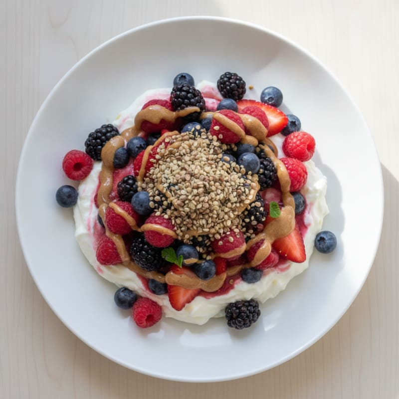 Silky Greek Yogurt Protein Mousse with Mixed Berries