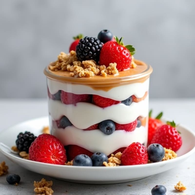 Creamy Greek Yogurt Parfait with Mixed Berries and Almond Butter