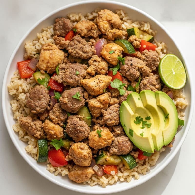 Savory Chicken and Beef Skillet Bowl