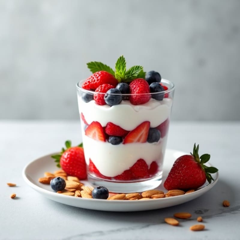 Greek Yogurt Protein Parfait with Almonds and Berries