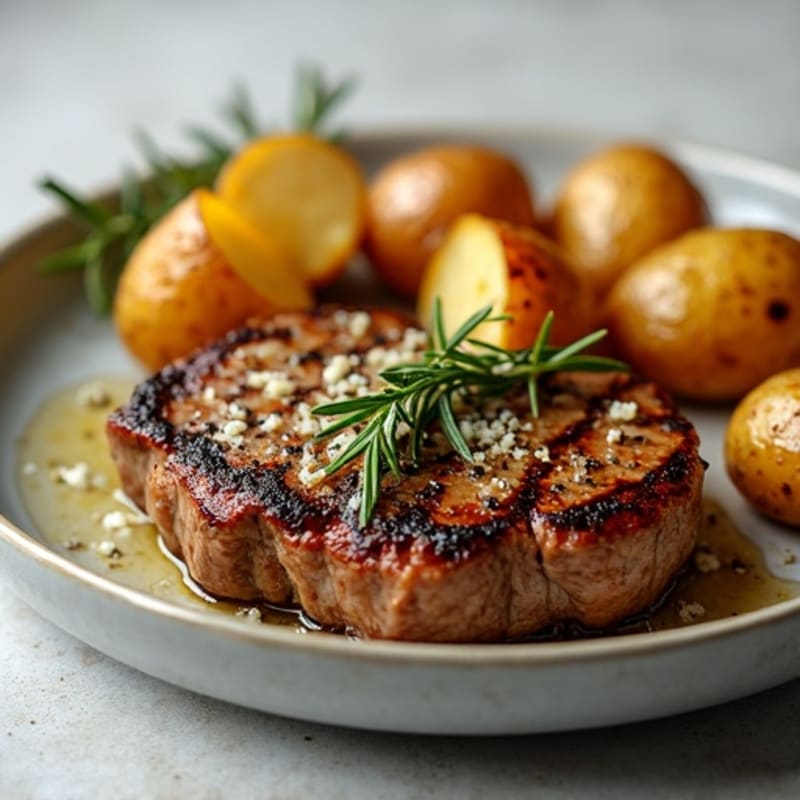 Herb-Garlic Butter Seared Steak with Roasted Baby Potatoes