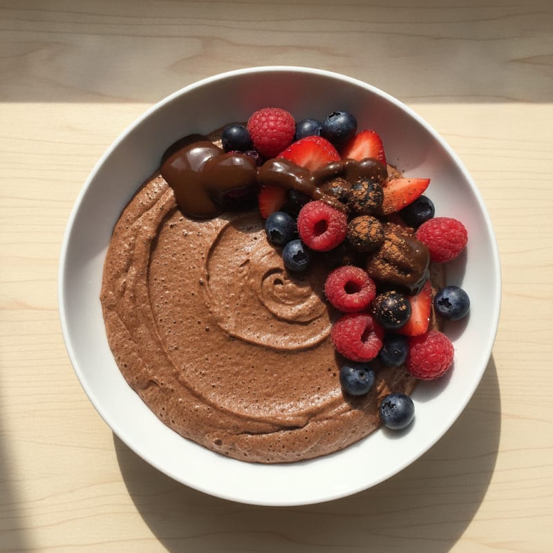 Silky Chocolate Protein Mousse with Mixed Berries