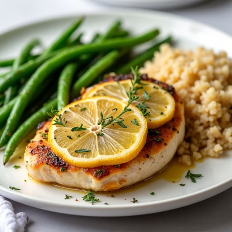 Lemon Herb Roasted Chicken with Crispy Green Beans
