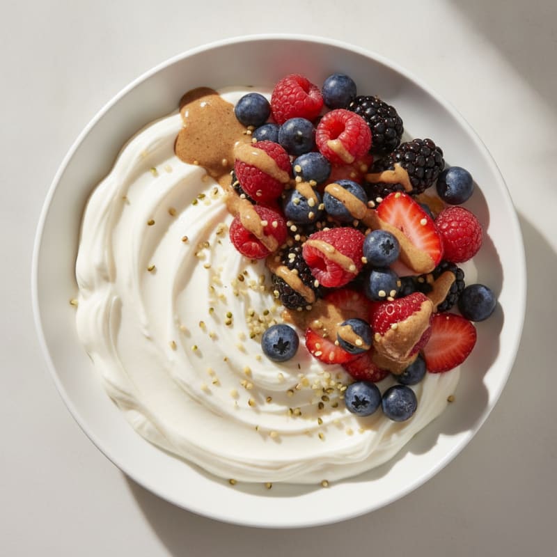 Silky Greek Yogurt Protein Pudding with Mixed Berries