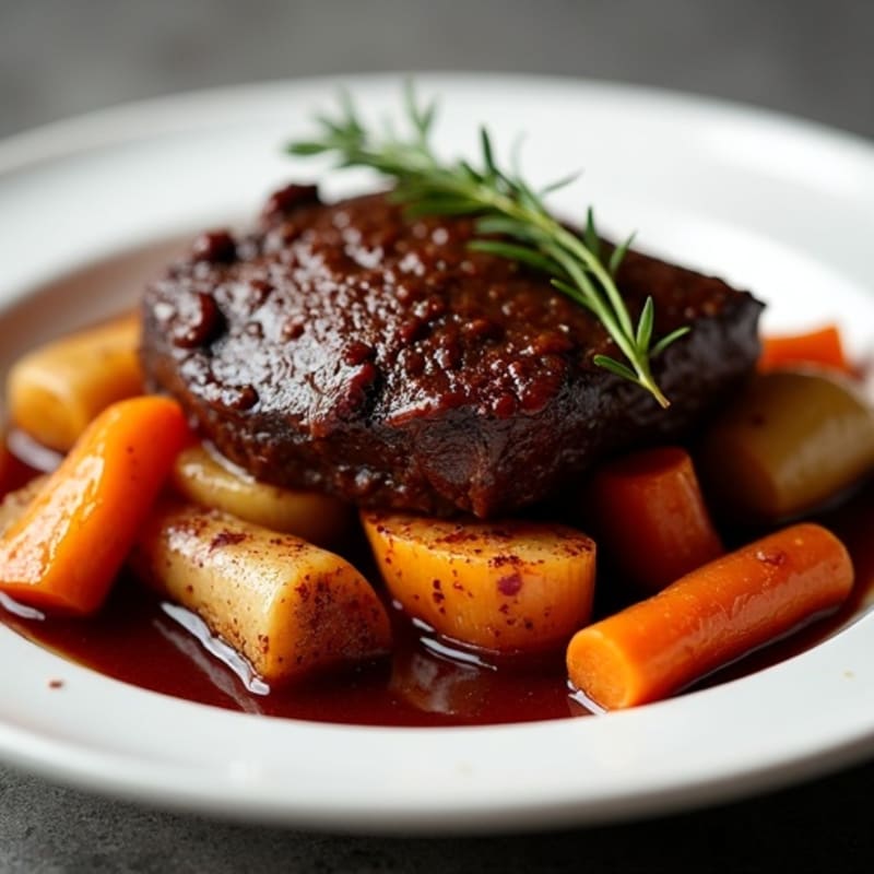 Red Wine Braised Short Ribs with Root Vegetables