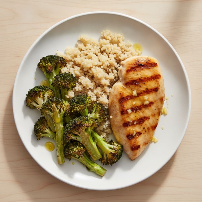 Grilled Chicken Breast with Roasted Broccoli and Quinoa