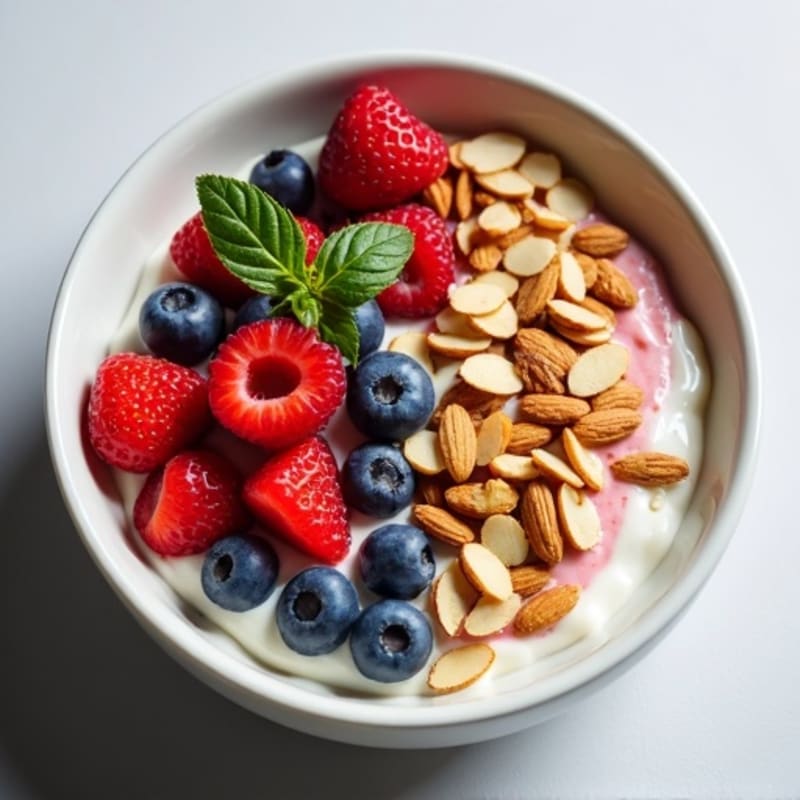 Mixed Berry Protein Bowl with Crunchy Toasted Nuts and Seeds