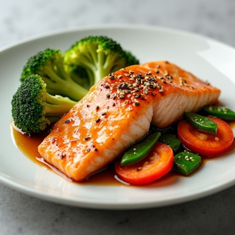 Honey-Ginger Glazed Salmon with Sesame Vegetables