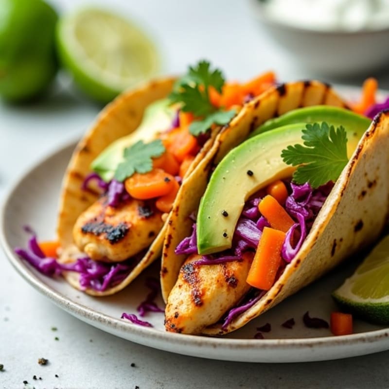 Grilled Chicken Avocado Tacos with Zesty Lime Slaw