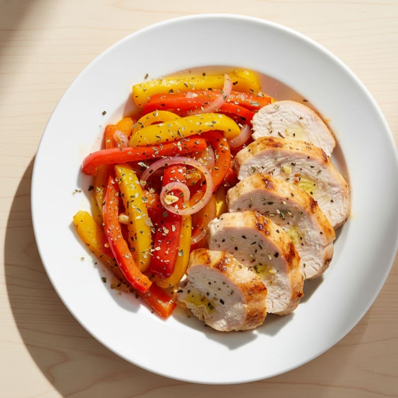 Tender Roasted Turkey and Zesty Bell Peppers