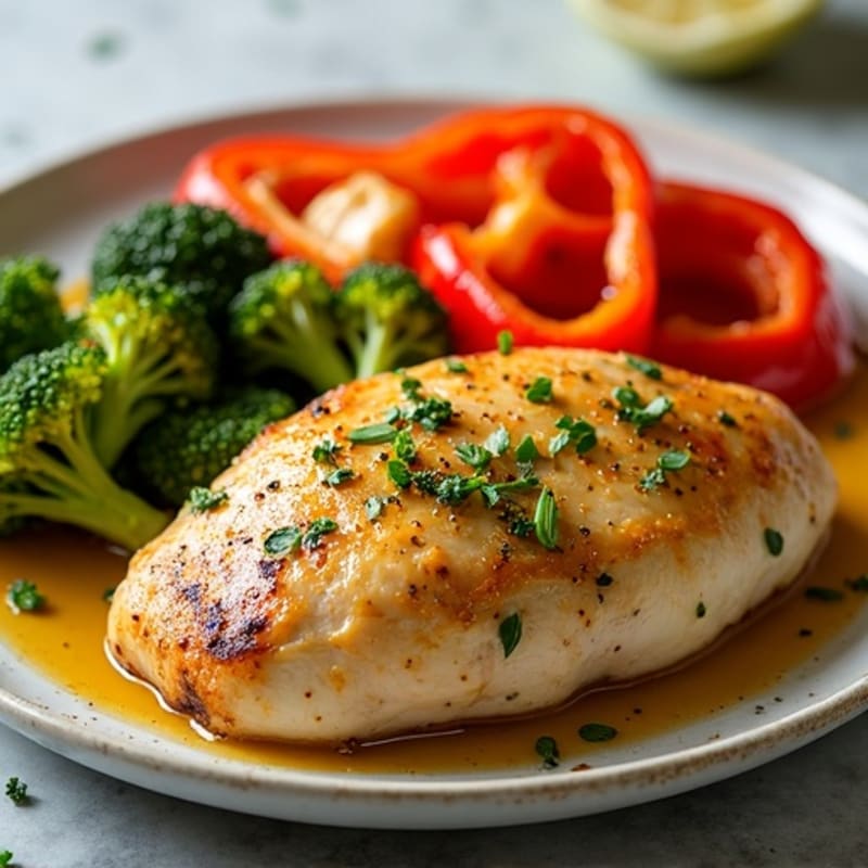 Sheet Pan Lemon Garlic Chicken with Roasted Broccoli and Bell Peppers